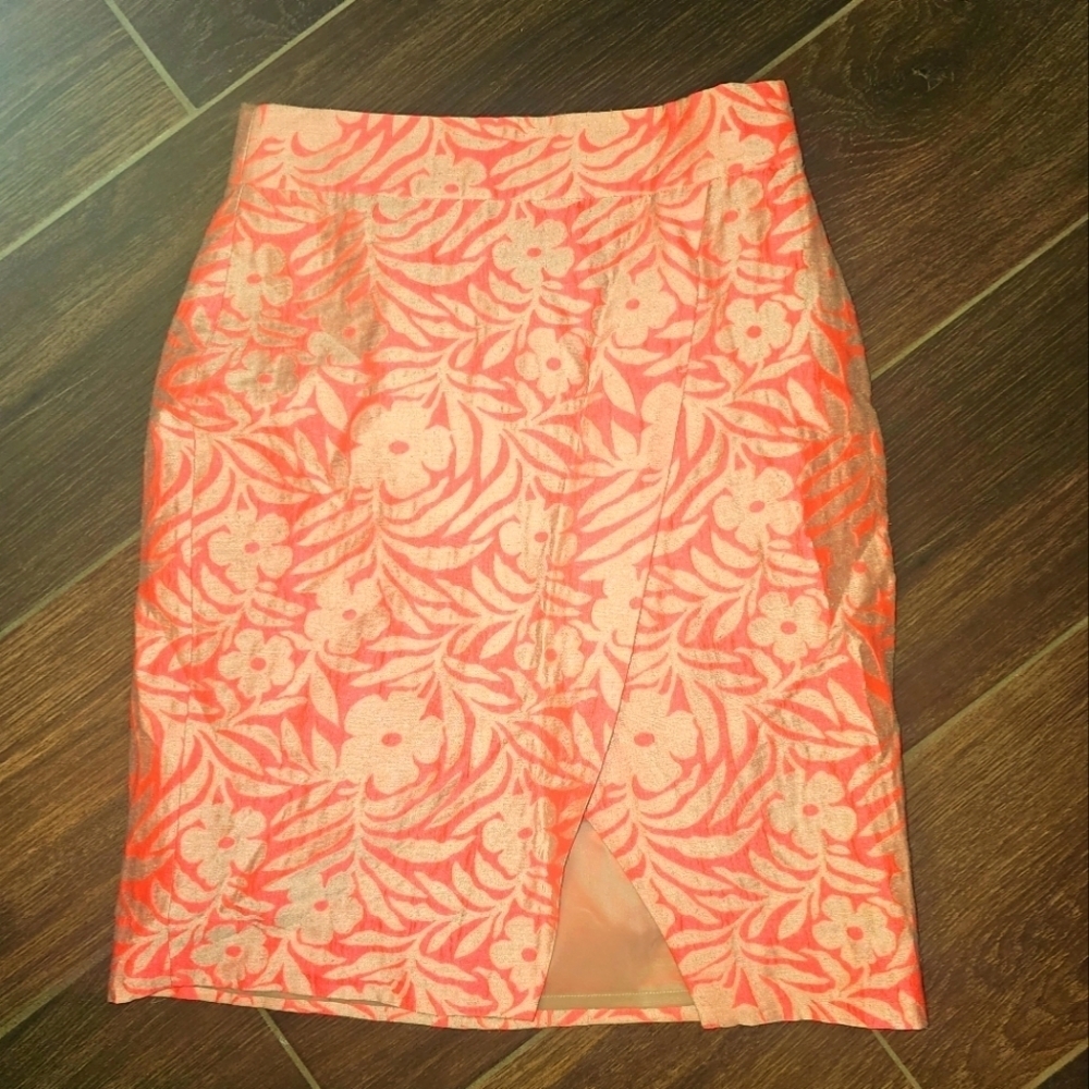J CREW SKIRT SZ 4 FLORAL JACQUARD